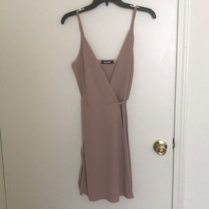 NWOT MISSGUIDED nude/pink wrap dress